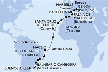 MSC FANTASIA - Argentína, Brazília, Spanyolország, Marokkó, Franciaország, ... (a Buenos Aires-ből)