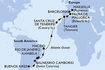 MSC FANTASIA - Argentína, Brazília, Spanyolország, Marokkó, Franciaország (a Buenos Aires-ből)