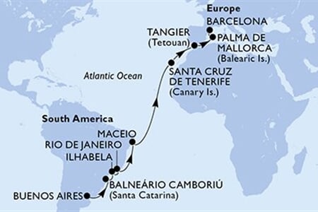 MSC FANTASIA - Argentína, Brazília, Spanyolország, Marokkó (a Buenos Aires-ből)