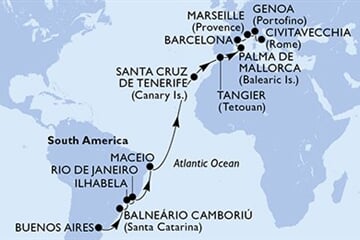 MSC FANTASIA - Argentína, Brazília, Spanyolország, Marokkó, Franciaország, ... (a Buenos Aires-ből)