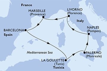 MSC VIRTUOSA - Olaszország, Franciaország, Spanyolország, Tunézia (a Nápoly-ból)