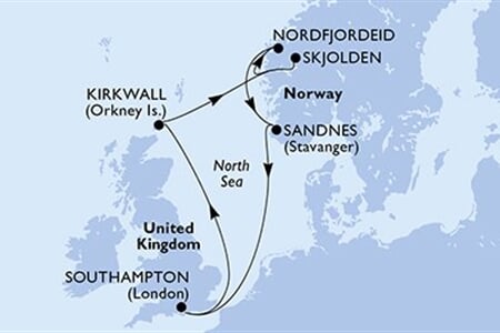 MSC MERAVIGLIA - Velká Británie, Norsko (ze Southamptonu)