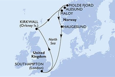 MSC MERAVIGLIA - Velká Británie, Norsko (ze Southamptonu)