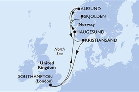 MSC MERAVIGLIA - Velká Británie, Norsko (ze Southamptonu)