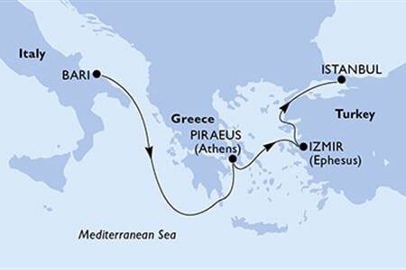 MSC SINFONIA - Itálie, Řecko, Turecko (Bari)