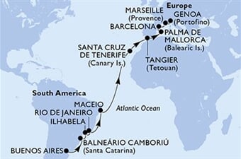 MSC Fantasia - Argentina, Brazílie, Španělsko, Maroko, Francie, ... (Buenos Aires)