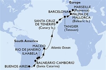 MSC Fantasia - Argentina, Brazílie, Španělsko, Maroko, Francie (Buenos Aires)
