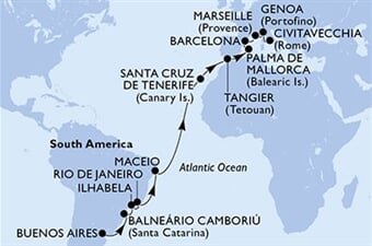 MSC Fantasia - Argentina, Brazílie, Španělsko, Maroko, Francie, ... (Buenos Aires)