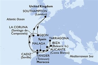 MSC Meraviglia - Velká Británie, Španělsko, Maroko (ze Southamptonu)