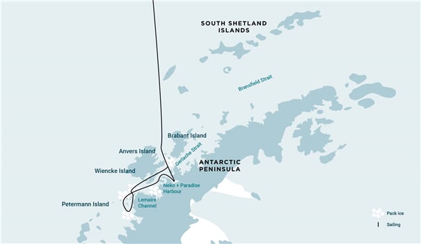 Trasa plavby Oceanwide Expedition OW-PLA24-25