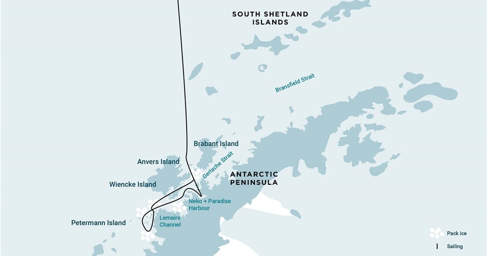 Trasa plavby Oceanwide Expedition OW-PLA24-25