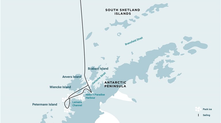 Trasa plavby Oceanwide Expedition OW-PLA25-26