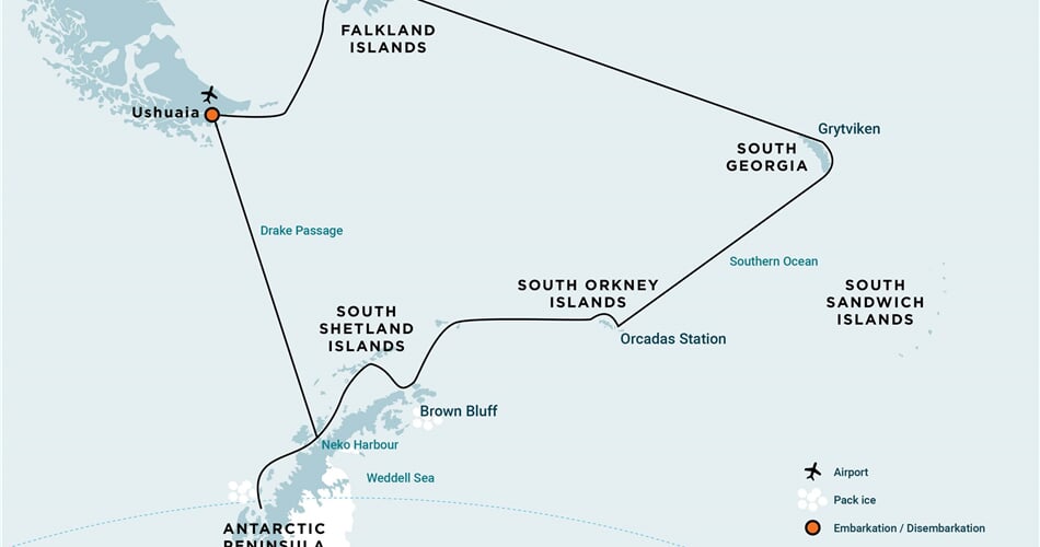 Trasa plavby Oceanwide Expedition OW-HDS29-26