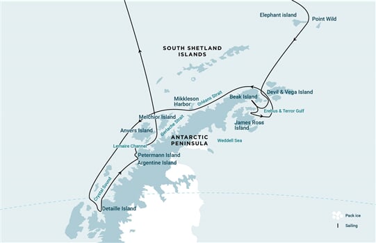 Trasa plavby Oceanwide Expedition OW-PLA30-26