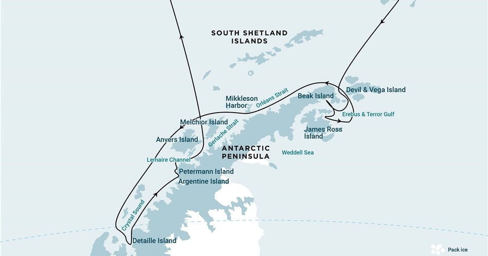 Trasa plavby Oceanwide Expedition OW-PLA30-26