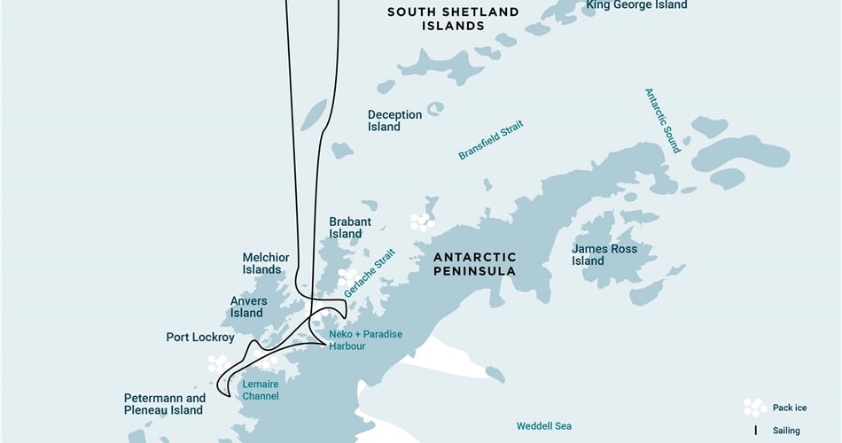 Trasa plavby Oceanwide Expedition OW-HDS30-26