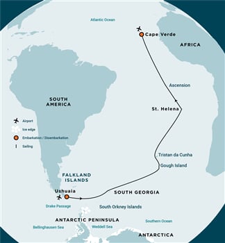 Trasa plavby Oceanwide Expedition OW-PLA32C26