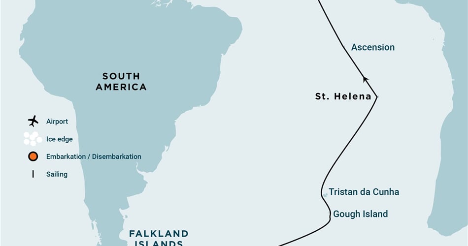 Trasa plavby Oceanwide Expedition OW-PLA32C26