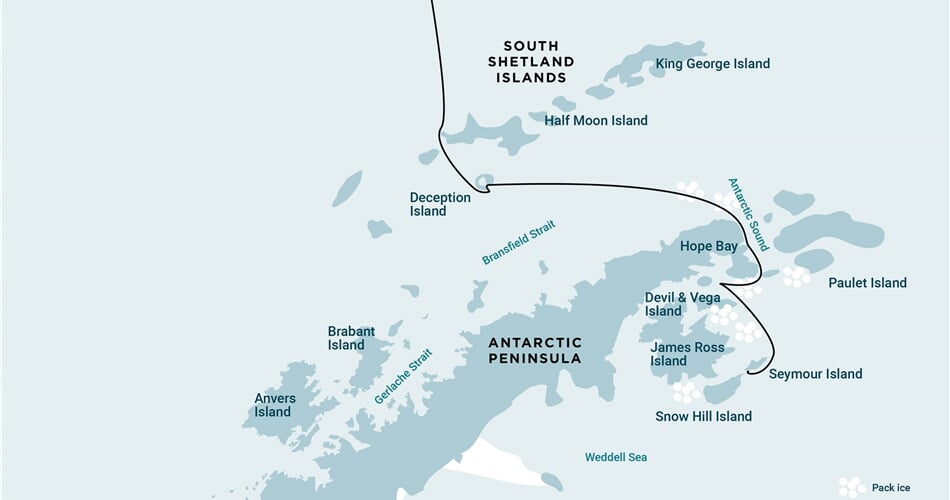 Trasa plavby Oceanwide Expedition OW-OTL22-26