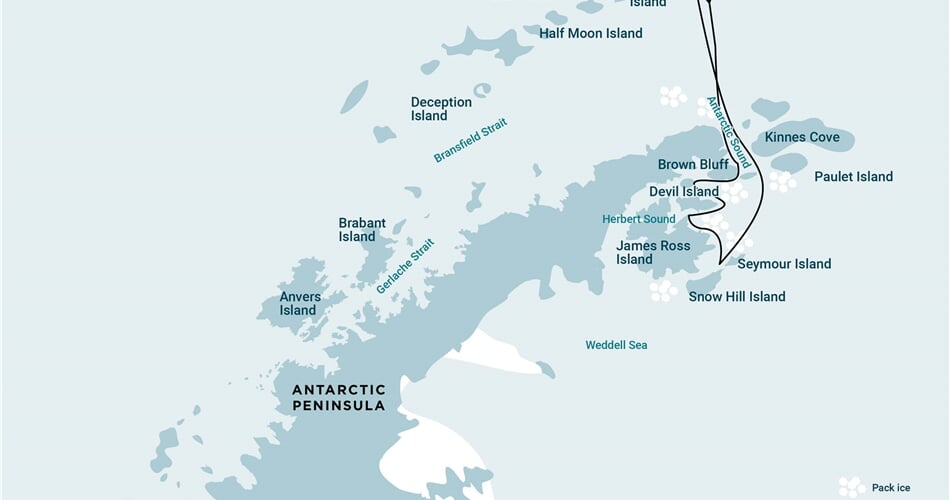 Trasa plavby Oceanwide Expedition OW-HDS23-26