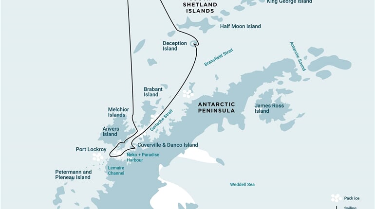 Trasa plavby Oceanwide Expedition OW-HDS25-27