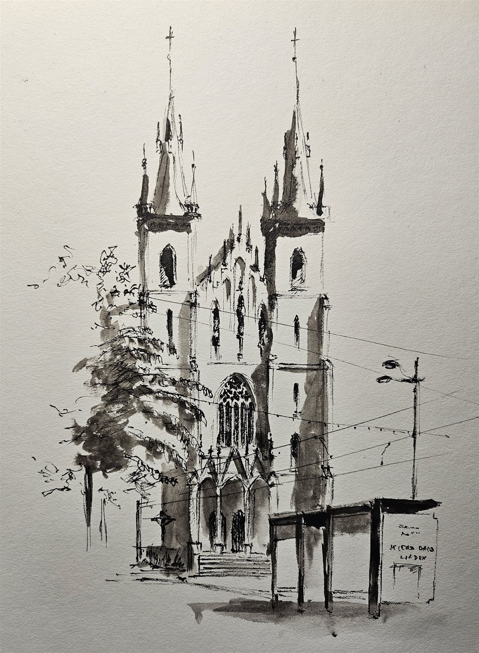 Pavel Flaška: Kostel svatého Antonína Paduánského, 28 × 21 cm