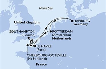 MSC Preziosa - Velká Británie, Francie, Německo, Nizozemí (ze Southamptonu)
