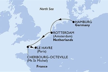 MSC PREZIOSA - Németország, Hollandia, Franciaország (a Hamburg-ból)