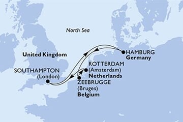 MSC PREZIOSA - Nagy-Britannia, Németország, Belgium, Hollandia (a Southampton-ból)