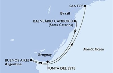 MSC Divina - Brazílie, Uruguay, Argentina (Camboriú)