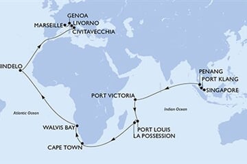 MSC Magnifica - Singapur, Malajsie, Seychely, Mauritius, Réunion, ... (ze Singapuru)