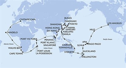 MSC Magnifica - USA, Americká Samoa, Samoa, Fidži, Nový Zéland, ...