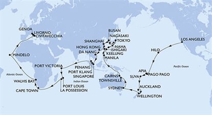 MSC Magnifica - USA, Americká Samoa, Samoa, Fidži, Nový Zéland, ...