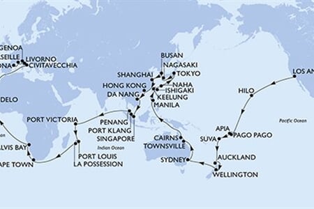 MSC MAGNIFICA - Amerikai Egyesült Államok, Americká Samoa, Szamoa, Fidzsi-szigetek, Új-Zélan, ...