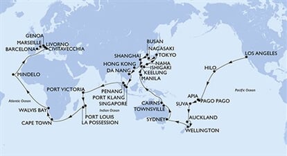 MSC Magnifica - USA, Americká Samoa, Samoa, Fidži, Nový Zéland, ...