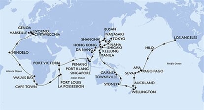 MSC Magnifica - USA, Americká Samoa, Samoa, Fidži, Nový Zéland, ...