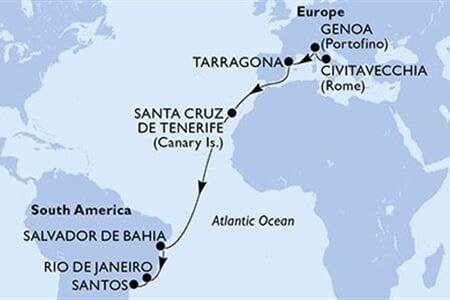MSC Divina - Itálie, Španělsko, Brazílie (z Civitavecchie)