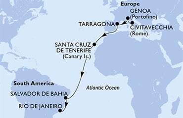 MSC Divina - Itálie, Španělsko, Brazílie (z Civitavecchie)