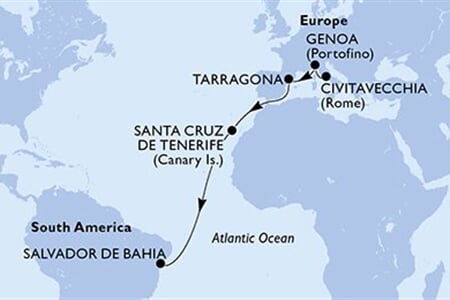 MSC Divina - Itálie, Španělsko, Brazílie (z Civitavecchie)