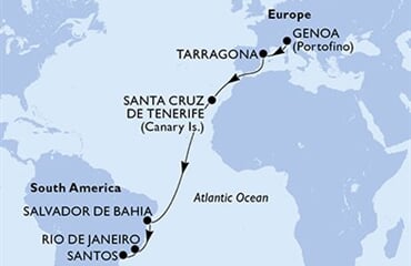 MSC Divina - Itálie, Španělsko, Brazílie (z Janova)