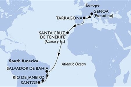 MSC Divina - Itálie, Španělsko, Brazílie (z Janova)