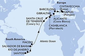 MSC Divina - Brazílie, Španělsko, Maroko, Gibraltar, Itálie (Santos)