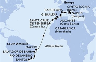 MSC Divina - Brazílie, Španělsko, Maroko, Gibraltar, Itálie (Santos)