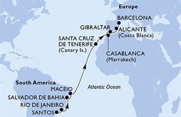 MSC Divina - Brazílie, Španělsko, Maroko, Gibraltar (Santos)