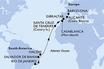 MSC Divina - Brazílie, Španělsko, Maroko, Gibraltar (z Rio de Janeira)