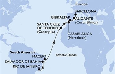 MSC Divina - Brazílie, Španělsko, Maroko, Gibraltar (z Rio de Janeira)