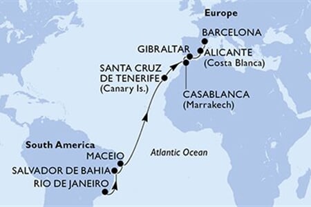 MSC Divina - Brazílie, Španělsko, Maroko, Gibraltar (z Rio de Janeira)