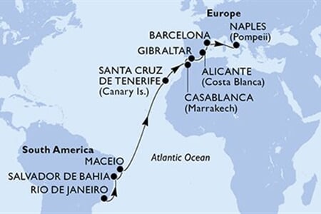 MSC Divina - Brazílie, Španělsko, Maroko, Gibraltar, Itálie (z Rio de Janeira)