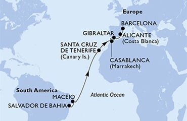MSC Divina - Brazílie, Španělsko, Maroko, Gibraltar (Salvador de Bahia)