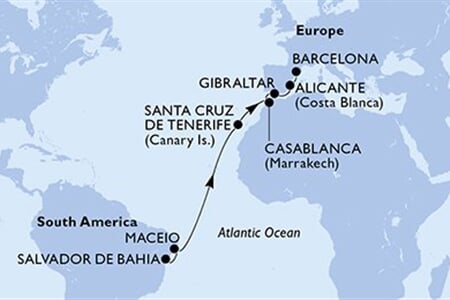 MSC Divina - Brazílie, Španělsko, Maroko, Gibraltar (Salvador de Bahia)